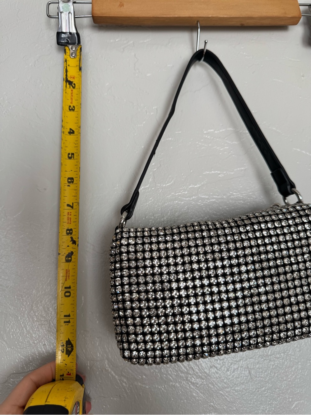 Black Crystal-Embellished Shoulder Bag
